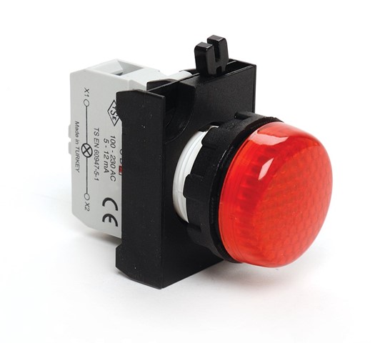 CP Serisi Plastik LED'li 100-230V AC Kırmızı 22 mm Sinyal